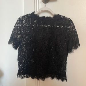 Black Short Sleeve Lace Top